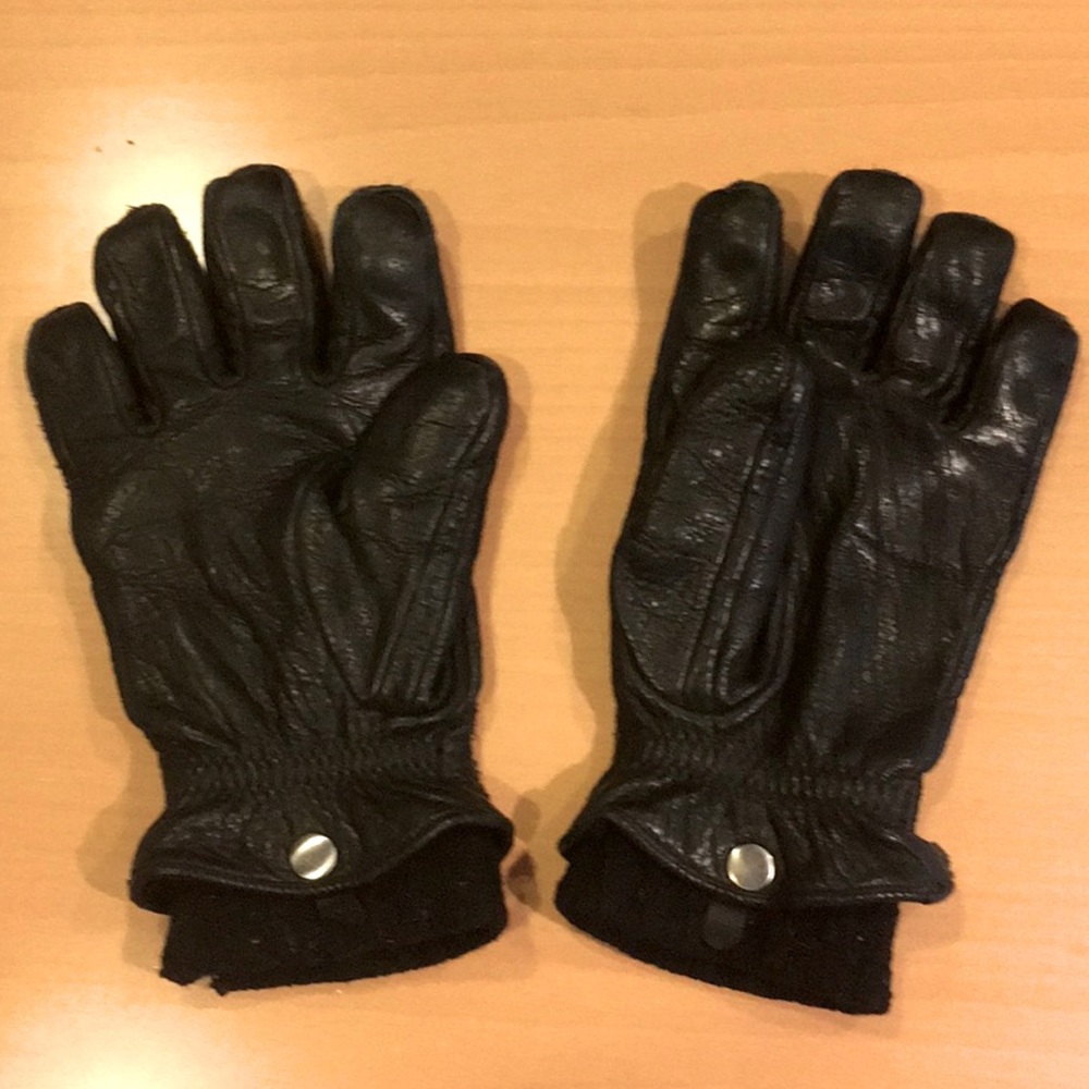 2-in-One Leather Gloves w/ Snap-In Wool Glove Inserts